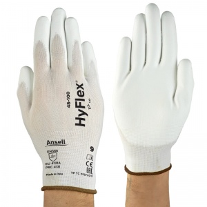 Ansell HyFlex 48-100 White PU-Palm Light-Duty Work Gloves